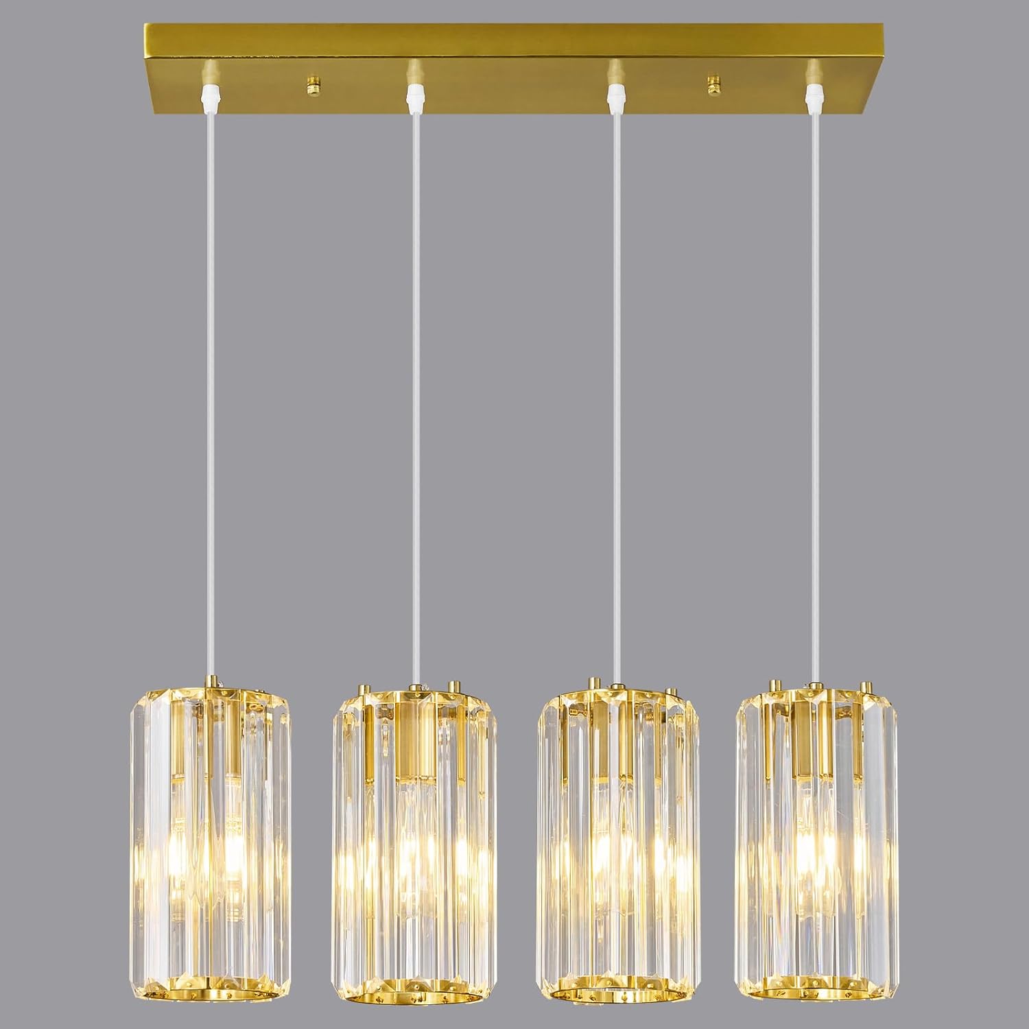 Gold Pendant Lighting Modern Pendant Light, Mini Crystal Chandeliers,Adjustable Pendant Light Fixture for Kitchen Island Dinning Room Corridor Bedroom(Gold 4-Light)