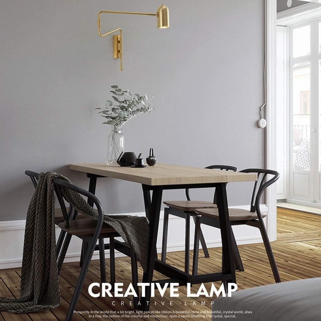Vintage Wall Sconce, Telescopic Wall Lamp Nordic Wrought Iron Rocker Wall Light Long Pole Folding Bedside Reading Lamp Bedroom Living Room Wall Mounted Light Fixtures(Black)(Gold)