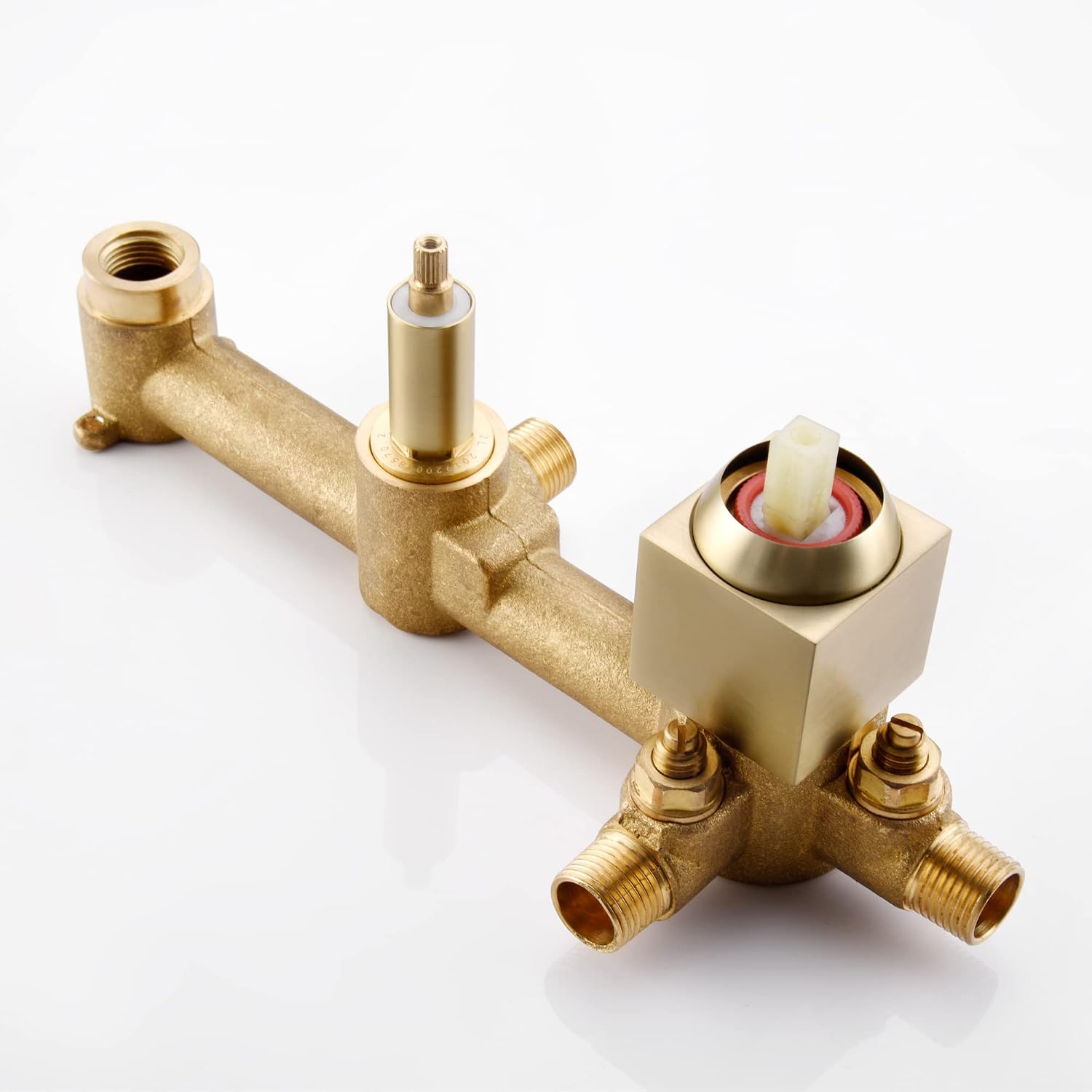 SUMERAIN Brushed Gold Rain Shower System with Handheld Shower, Pressure Balancing Shower Mixer Valve