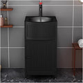 17 Inch Small Bathroom Vanity with Sink, Free Standing Sink Cabinet, Industrial Style Wrought Iron Bathroom Vanity Unit & Basin Sink with Drain and Hot and Cold,Black-Without Mirror