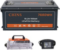 CHINS 48V 150Ah Lithium Golf Cart Battery with 48V 18A Lithium Charger, Built-in Smart 200A BMS, with Touch Monitor & Mobile APP, 4000+ Cycles Rechargeable LiFePO4 Battery, Max 10.24kW Power Output