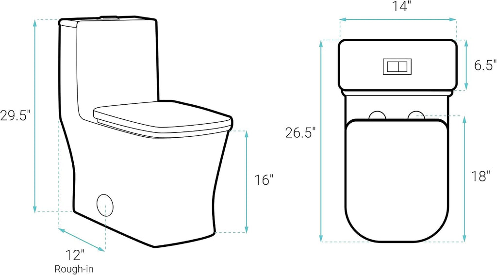 Concorde One-Piece 12' Rough-in 1.1/1.6 GPF Dual Top Flush Square Toilet in Matte Black