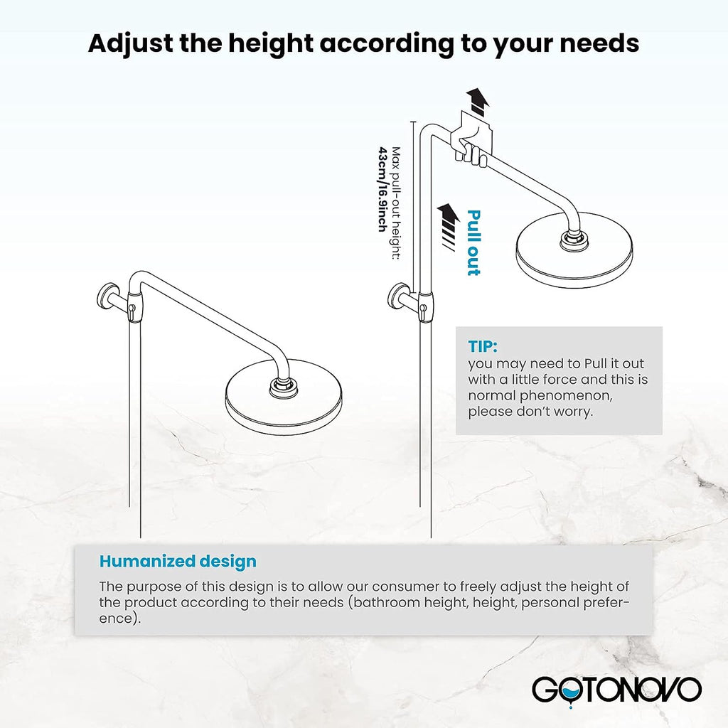 gotonovo Shower Faucet Set Brushed Nikcel 8-inch Shower Head Fixture with Handheld Spray Double Lever Handle Tub Spout Triple Function Bathroom Wall Mount