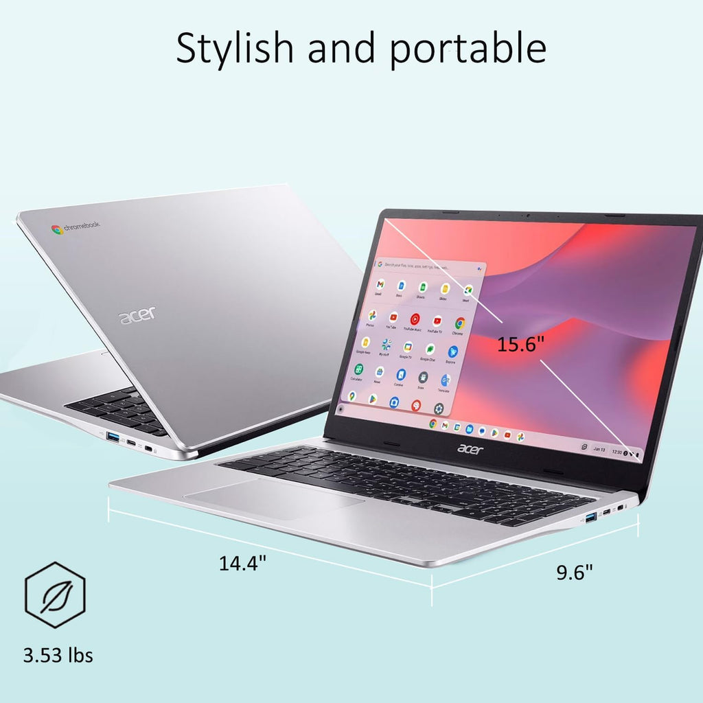 Acer Chromebook 315 Laptop (15.6' FHD, Intel Celeron N4500, 4GB RAM, 128GB Storage (64GB eMMC + 64GB SD Card), for Student, Home, 10-Hr Long Battery Life, Numeric KB, Wi-Fi, Webcam, IST Hub, Chrome OS