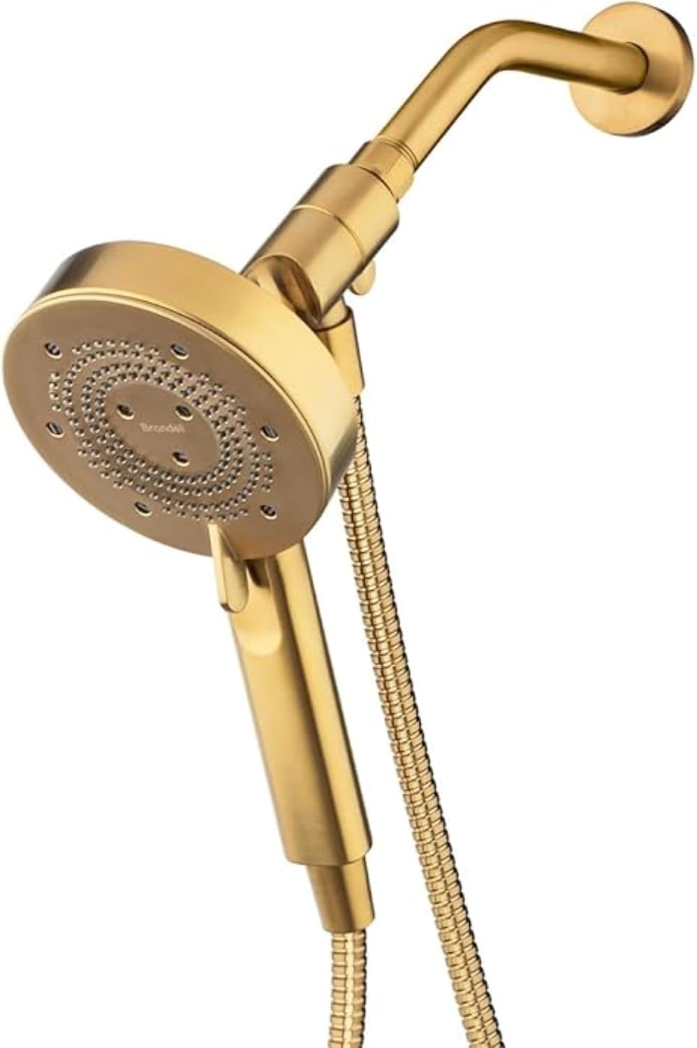 Brondell Nebia Yuba HaloNetic Double Dock Magnetic Handheld Shower Head, 60' Stainless Steel Hose, 5-Setting, Matte Gold