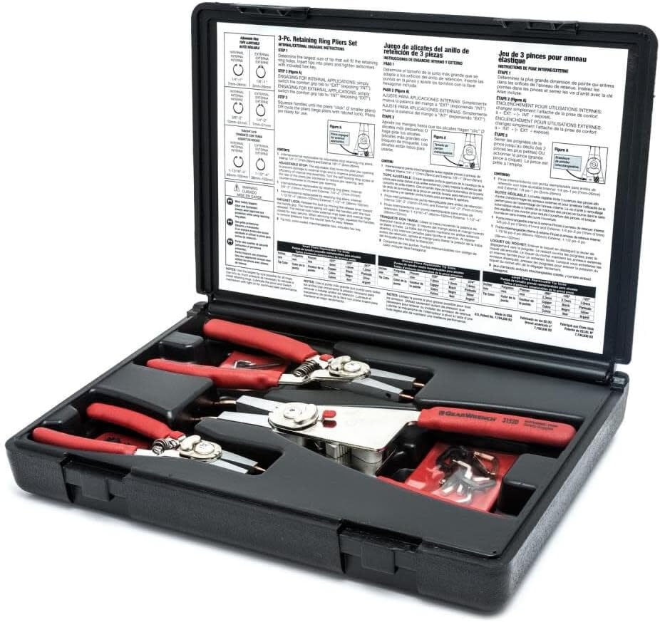 GEARWRENCH 3 Pc. Interchangeable Tip Convertible Retaining Ring Plier Set with Tips - 68-079G