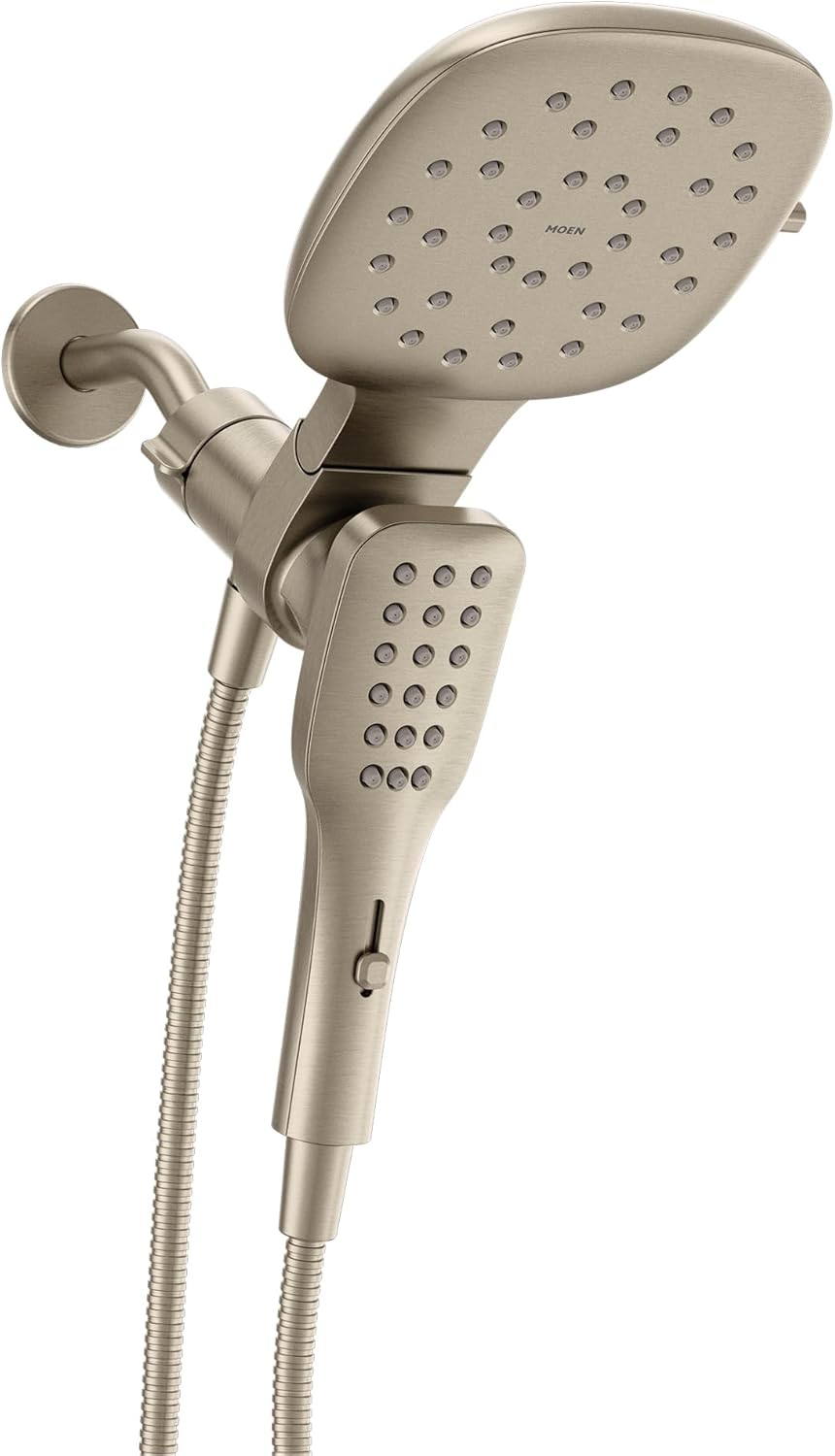Moen Verso Eco-Performance Infiniti Dial Square Rain Shower Head with Detachable Hand Shower Combo, 7-Inch Spray Head, Brushed Nickel, 220C5EPBN