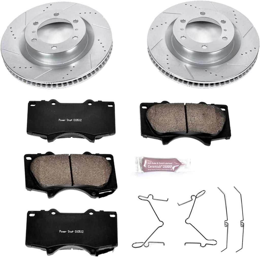 PowerStop Front Brake Kit for Lexus GX460 2010-23 | Toyota 4Runner 2010-24 - Drilled and Slotted Disc Rotors with Carbon-Fiber Ceramic Brake Pads Replacement, K5873
