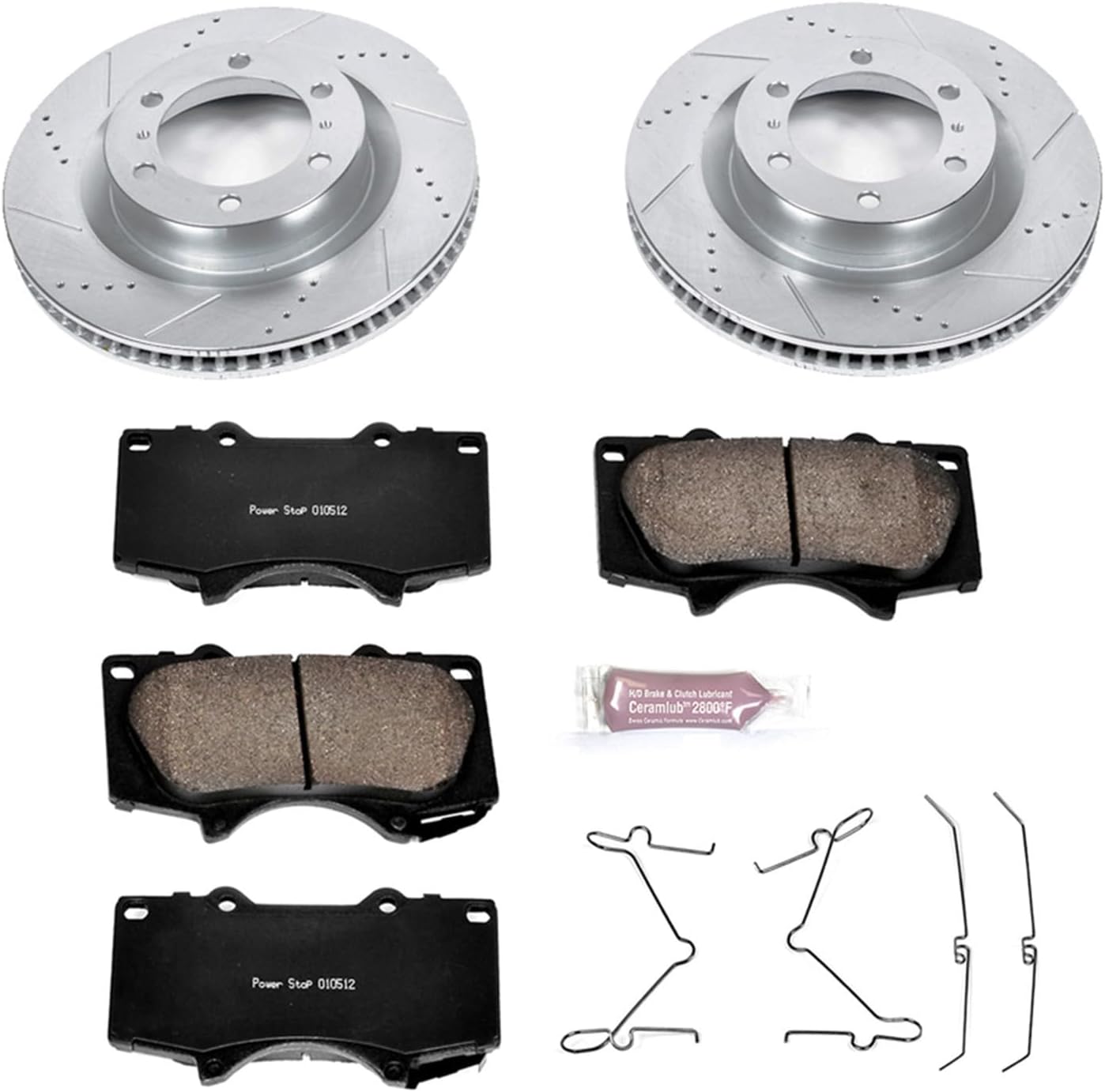 PowerStop Front Brake Kit for Lexus GX460 2010-23 | Toyota 4Runner 2010-24 - Drilled and Slotted Disc Rotors with Carbon-Fiber Ceramic Brake Pads Replacement, K5873