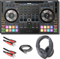 Reloop Mixon 8 Pro DJ Controller for Serato DJ with DJ Monitoring Headphones, Essential Cables for Connecting to DJ Controllers and StreamEye Cloth