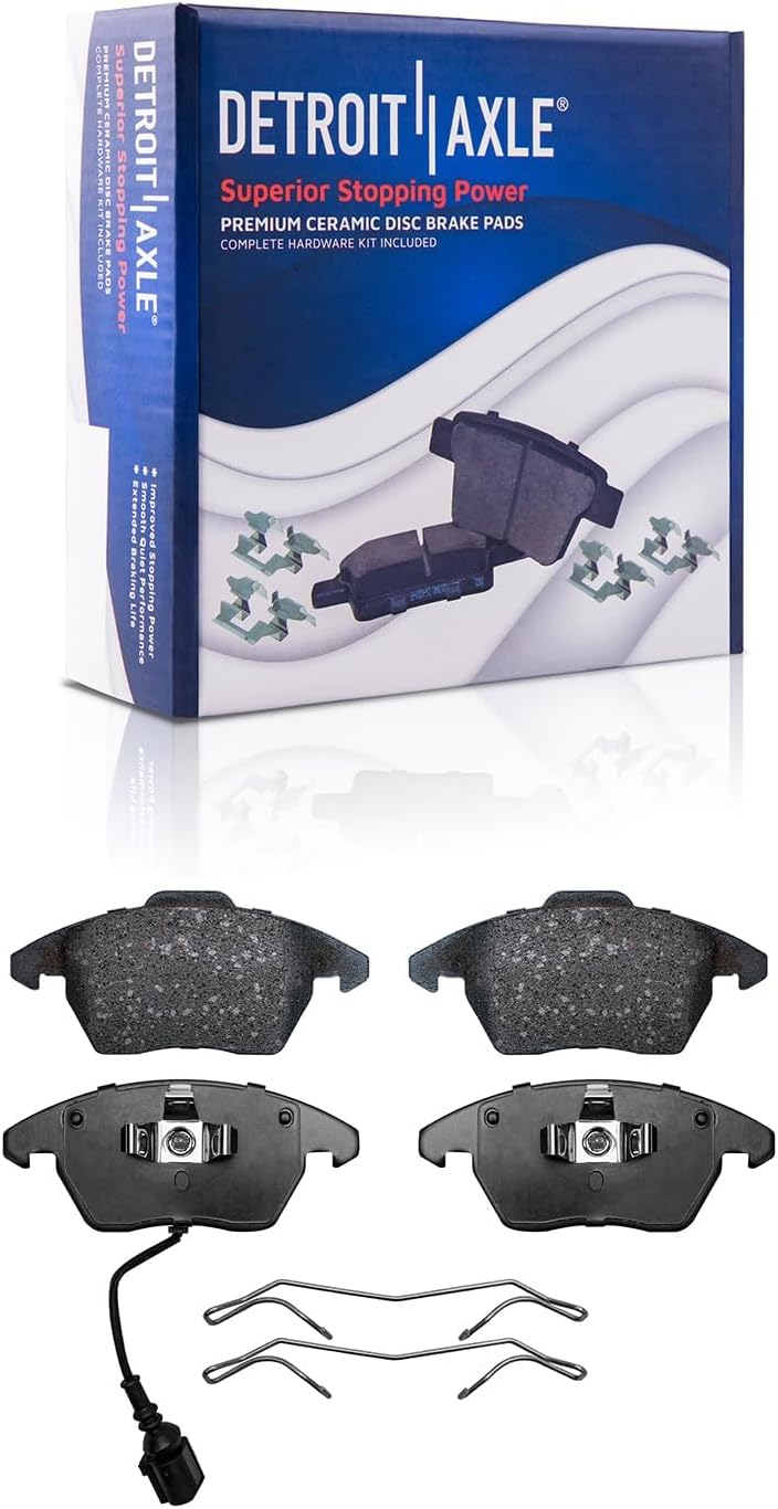 Detroit Axle - 8pc Brake Kit for 2011 2012 2013 Audi A3 [Base] 11.34' inch Front and 11.10' inch Rear Drilled and Slotted Disc Brake Rotors Ceramic Brakes Pads with Hardware Replacement