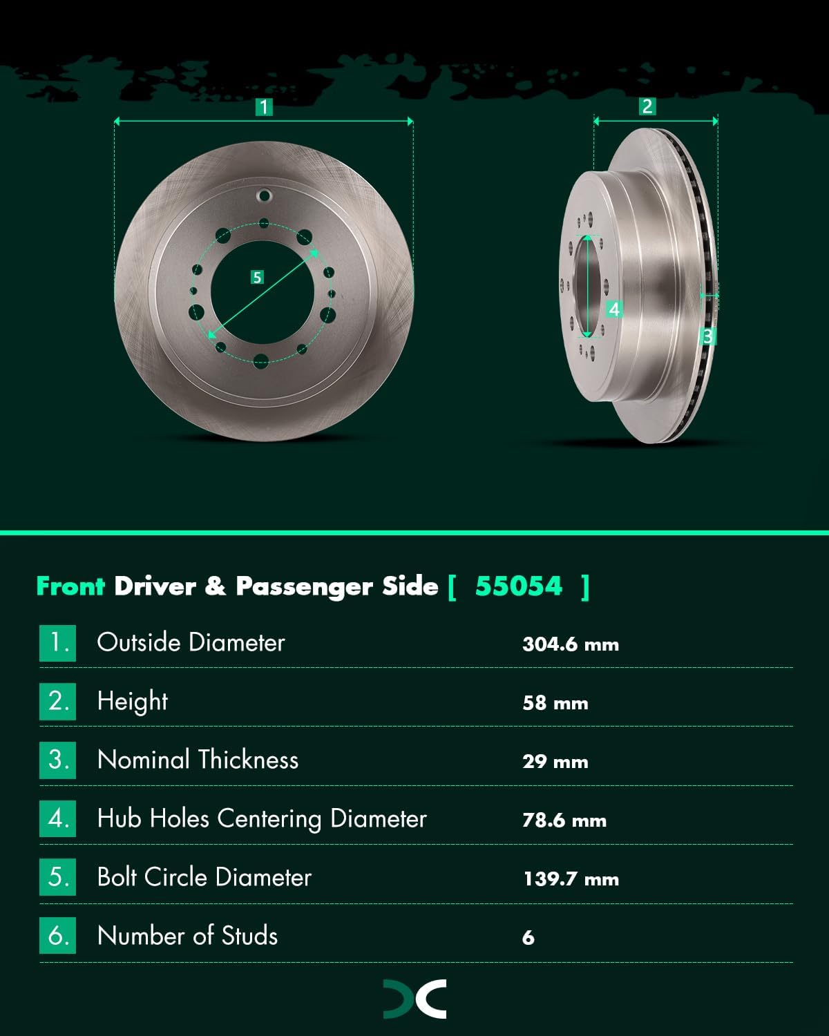 SCITOO Brake Kits For Lexus For LX570 2016-2019,For Toyota For Land Cruiser 2016-2019,For Sequoia 2008-2019,For Tundra 2007-2019 Front Rear Disc Brake Rotor Ceramic Brake Pad 31483;31482;D1303;D1304