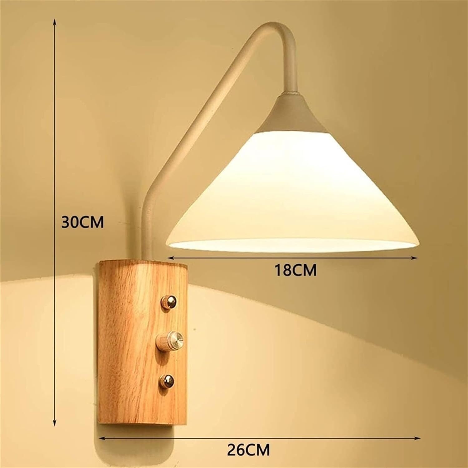 Wall Lamp Modern Minimalist Wrought Iron Wall Sconce with Switch Nordic Black Wall Light Indoor Lighting Reading Light Fixture Mid Century Wood Wall Lamp for Living Room Cloakroom Aisle Porch Decor(Li