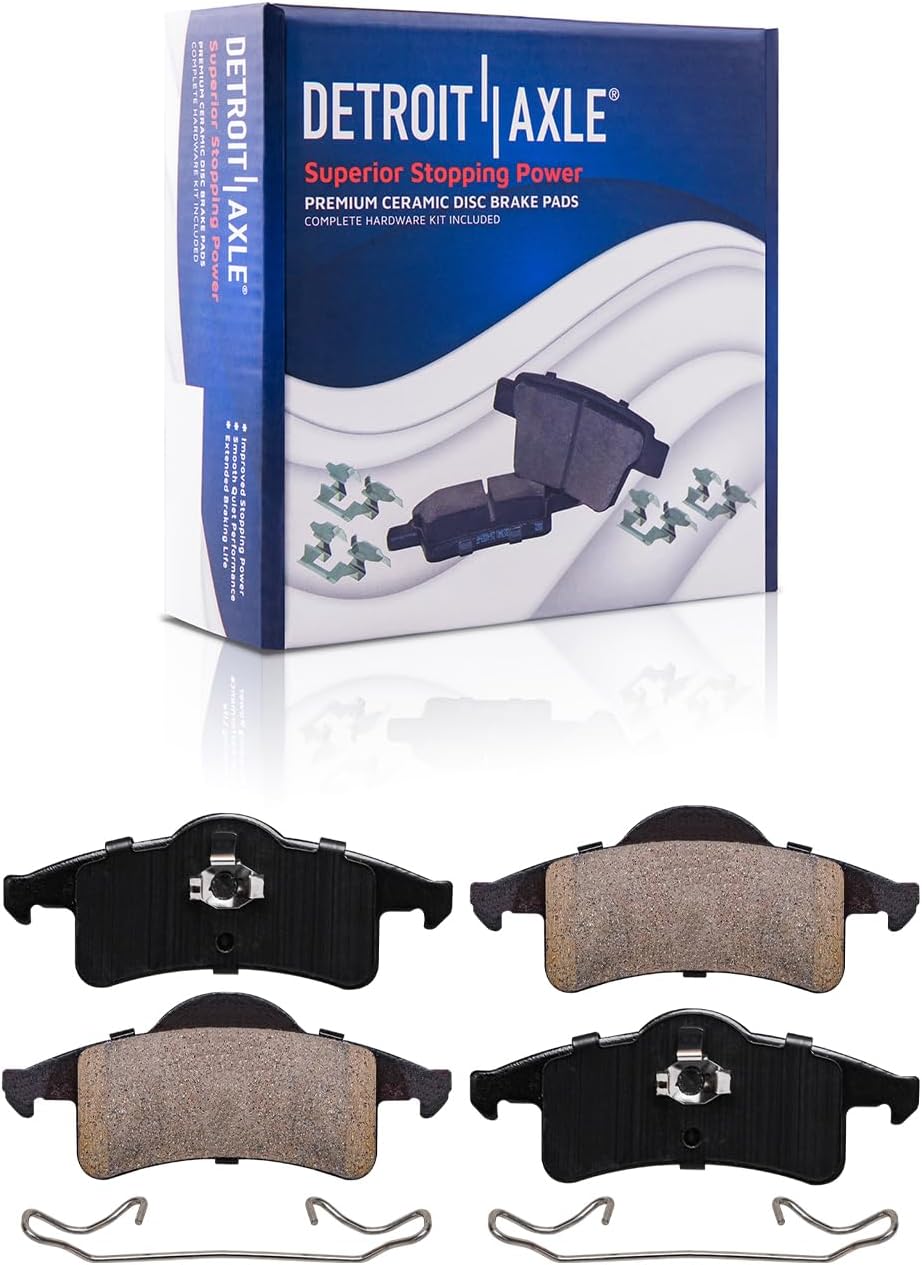 Detroit Axle - Brake Kit for 99-04 Jeep Grand Cherokee 1999 2000 2001 2002 2003 2004 Drilled & Slotted Disc Brake Rotors Ceramic Brakes Pads Replacement Front and Rear