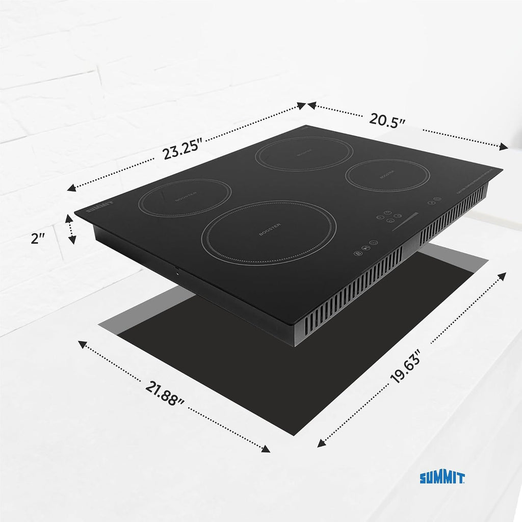 Summit 24' Induction Cooktop, 4 Cooking Zones, 208-240V Electric Cooktop, ADA Compliant Design, Black - SINC4B241B