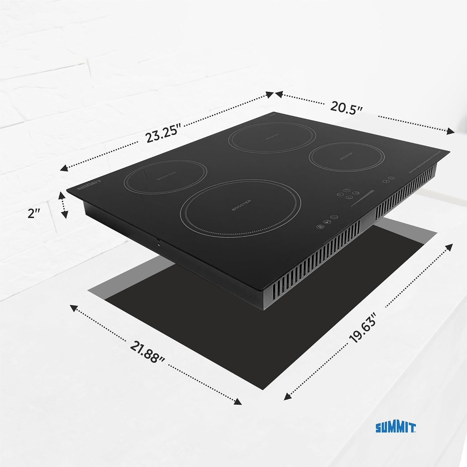 Summit 24' Induction Cooktop, 4 Cooking Zones, 208-240V Electric Cooktop, ADA Compliant Design, Black - SINC4B241B