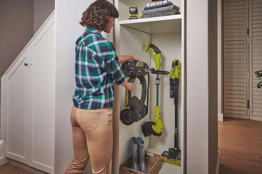 RYOBI One+ RY18LMC30A-120 18V Cordless Lawn Mower/Edger – Width 30 cm, 1 x 2.0Ah Battery + Charger, Battery Life 10 min, 30L Container, Ideal for Small Gardens