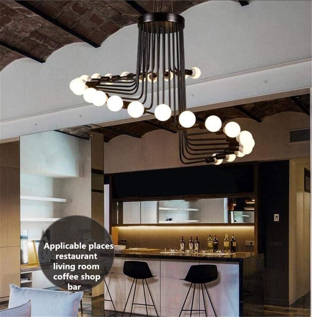 Retro Simple Pendant Chandelier Loft 26 Heads Spiral Staircase Black Wrought Iron Large Ceiling Lighting E27 Fixture for Bar Cafe Living Room Bedroom Hallway