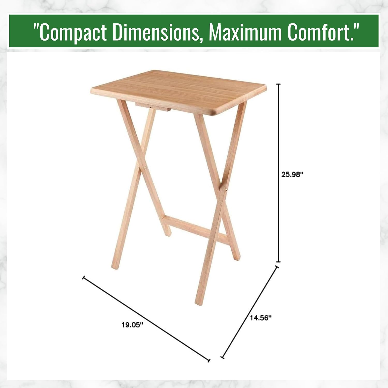 5-Piece Wooden Alex Snack Table Set Folding TV Tray Portable Laptop Stand Compact Gaming Desk Space Saving Sturdy Lightweight & Multipurpose for Living Room Bedroom Office Natural Finish
