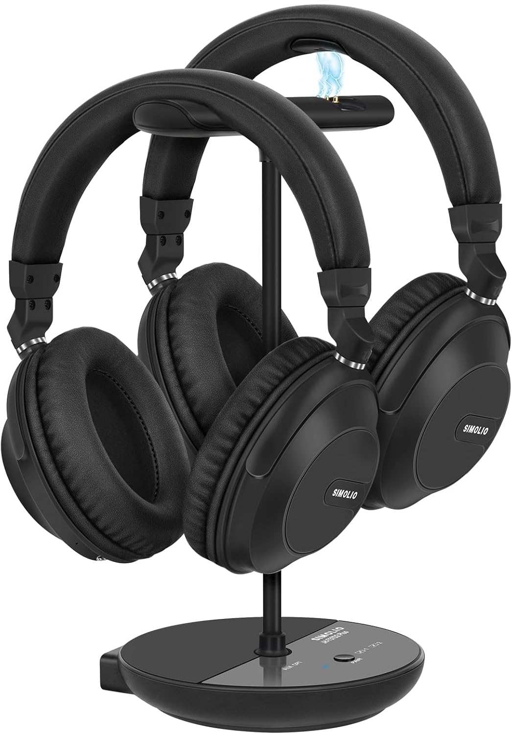 SIMOLIO 737D Plus Wireless Headphones for TV Watching, By-Pass to Soundbar, Cinema & Clear Dialog Modes, Volume Boosted Dual Headphones Bluetooth for Seniors, No Delay, TV & Bluetooth Mode, 164FT/50M