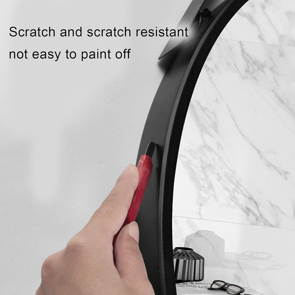 Bathroom Mirror, Round Wall Mirror, Modern Decoration Round Black/White Wrought Iron Frame with Partition, Suitable for Bathroom, Bedroom