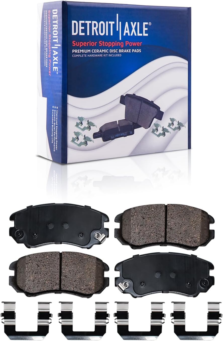Detroit Axle - Brake Kit for 2010 2011 Kia Soul, Drilled and Slotted Disc Brake Rotors Ceramic Brakes Pads w/Hardware Replacement : 11.02' inch Front and 10.31' inch Rear Rotor