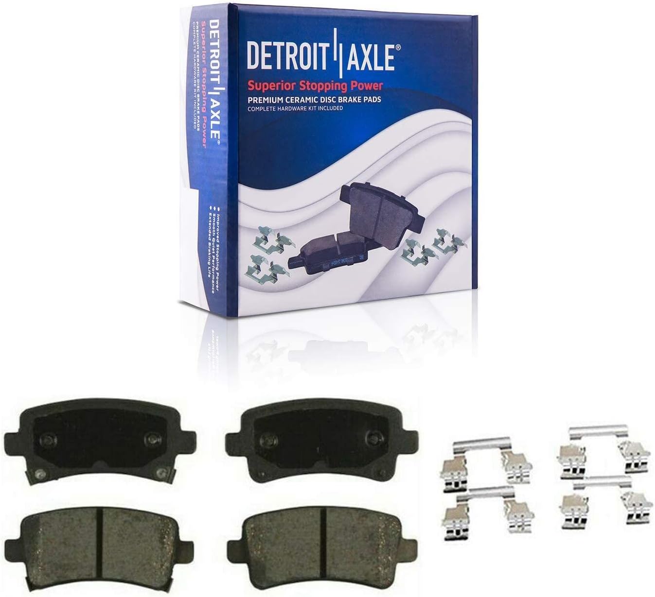 Detroit Axle - Rear Brake Kit for Buick Allure Regal Lacrosse Cadillac XTS Chevy Impala Malibu, Drilled Slotted Brake Rotors Ceramic Brake Pads Wheel Bearing Hubs Wheel Lug Nuts Socket Key Replacement