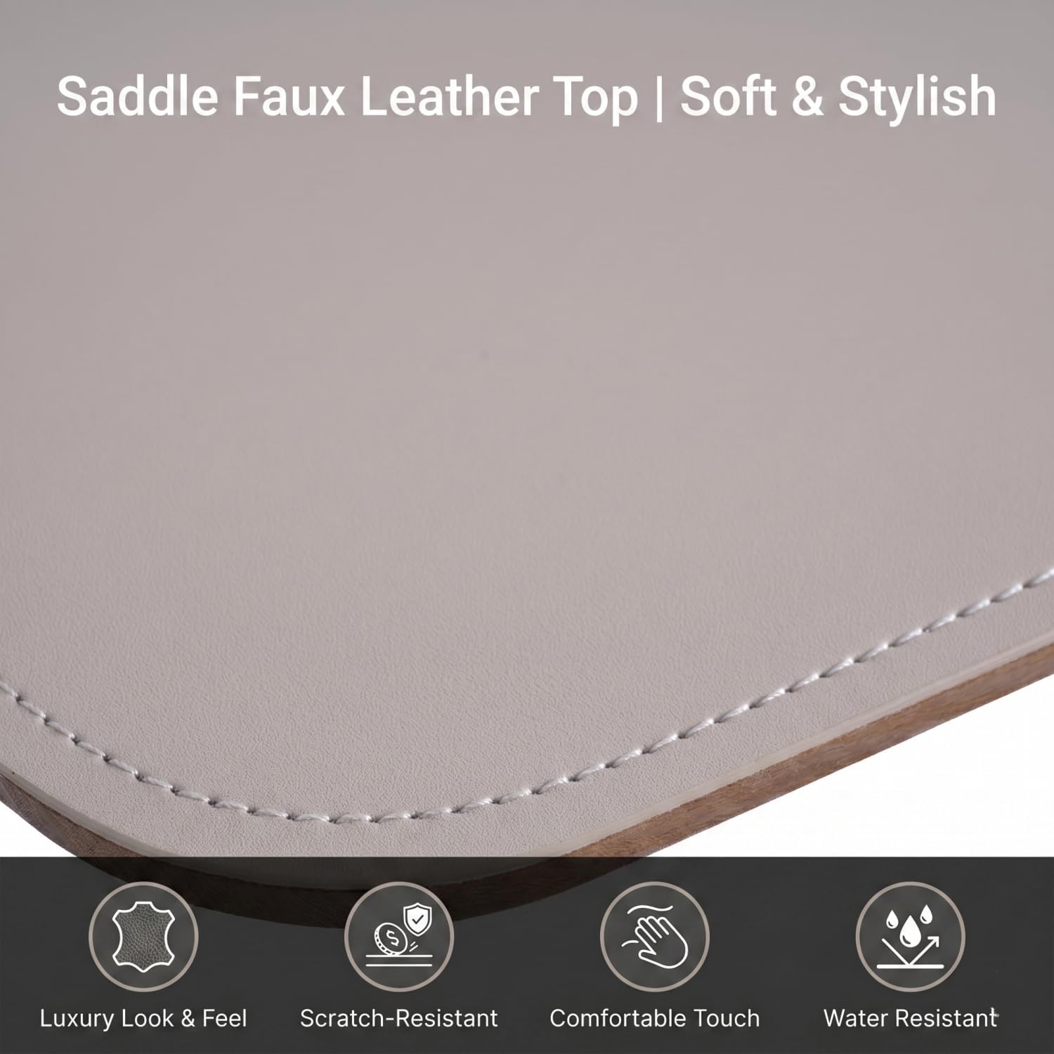 TV Trays for Eating on Couch, Adjustable Height 360° Swivel TV Tray with Saddle Faux Leather Top, Heavy Duty Snack Table for Sofa Bed Recliner, C Shaped Side Table for Laptop Dinner Small Spaces