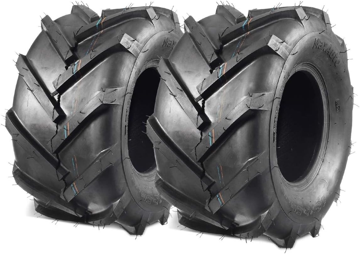 MaxAuto 18x9.50-8 Lawn Mower Tires, 18x9.50x8 Ag Farm Tractors Tires, 18-9.50-8 Super Lug Garden Tractor Tires, 6Ply Tubeless, 1320lbs Capacity, Set of 2