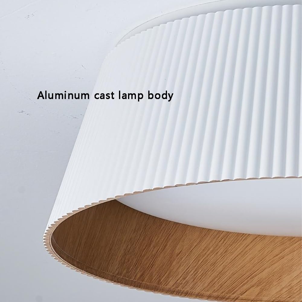 Ceiling Light Fixture, Circular Wrought Iron Wood Grain 18.1' Flush Mount Light Fixture with Acrylic Shade, Ceiling Lamp for Living Room, Hallway, Bathroom, Bedroom, Dimmable(Black)