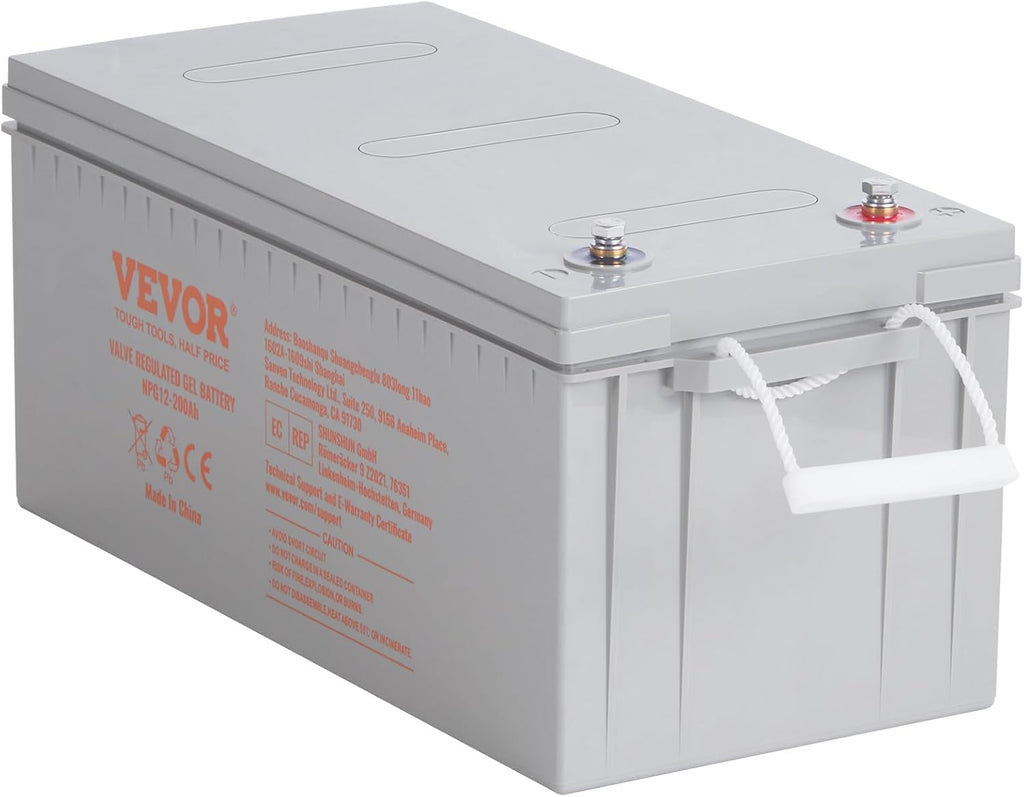 VEVOR Deep Cycle Battery, 12V 200 AH Rechargeable AGM Marine Battery, Designed for RV Solar Off-Grid Use, UPS Backup, Deep Cycle Marine Battery with a Self-Discharge Rate, 1400A Current