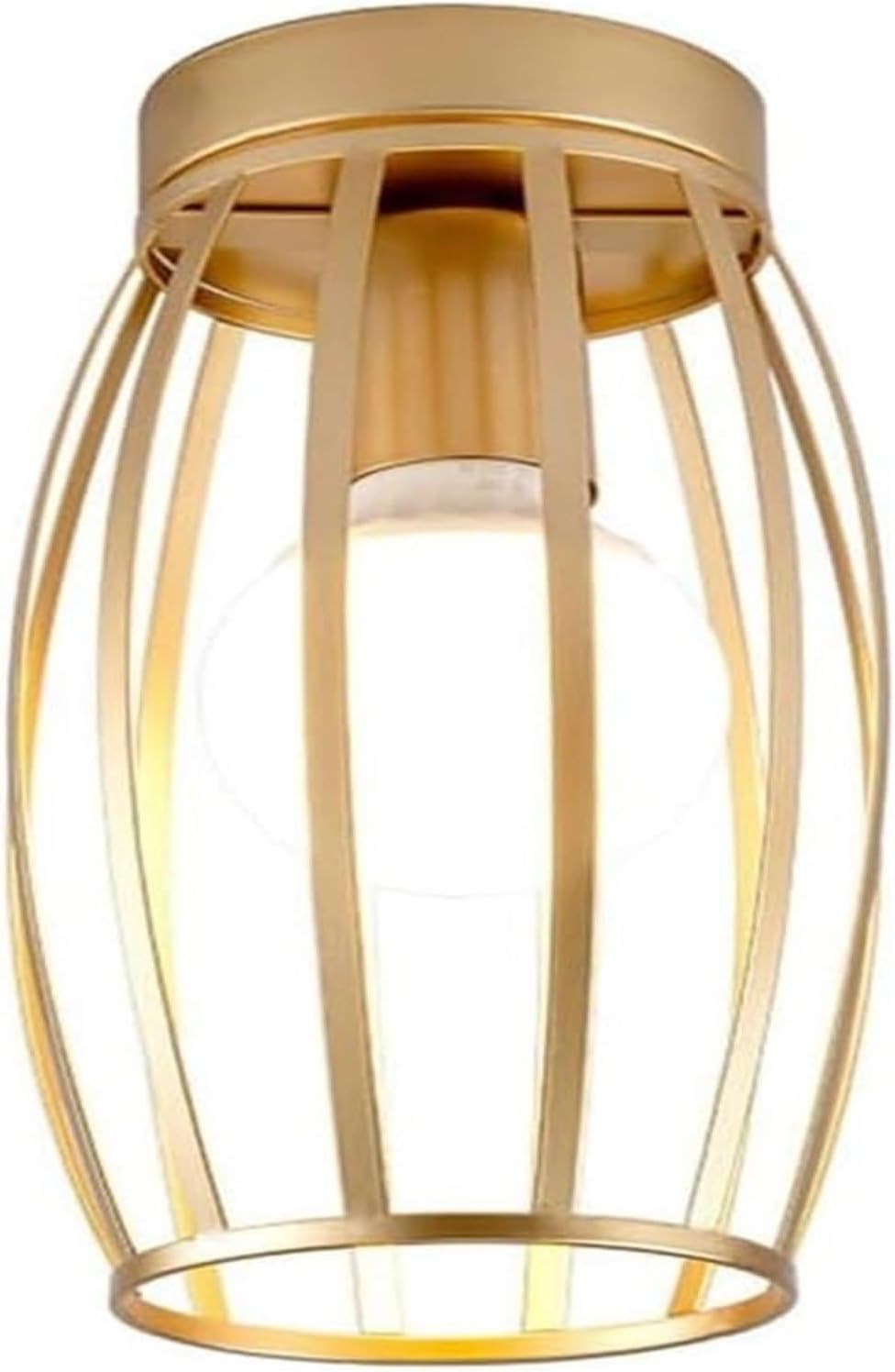 Wall Light Wall Lamp Wrought Iron Frame Cage Ceiling Lamp Gold/Black Finish Ceiling Light Fixture Semi Recessed Ceiling Lighting Compatible with Cloakroom Entrance Lighting Fixtures (Color : Dark) ,Ch
