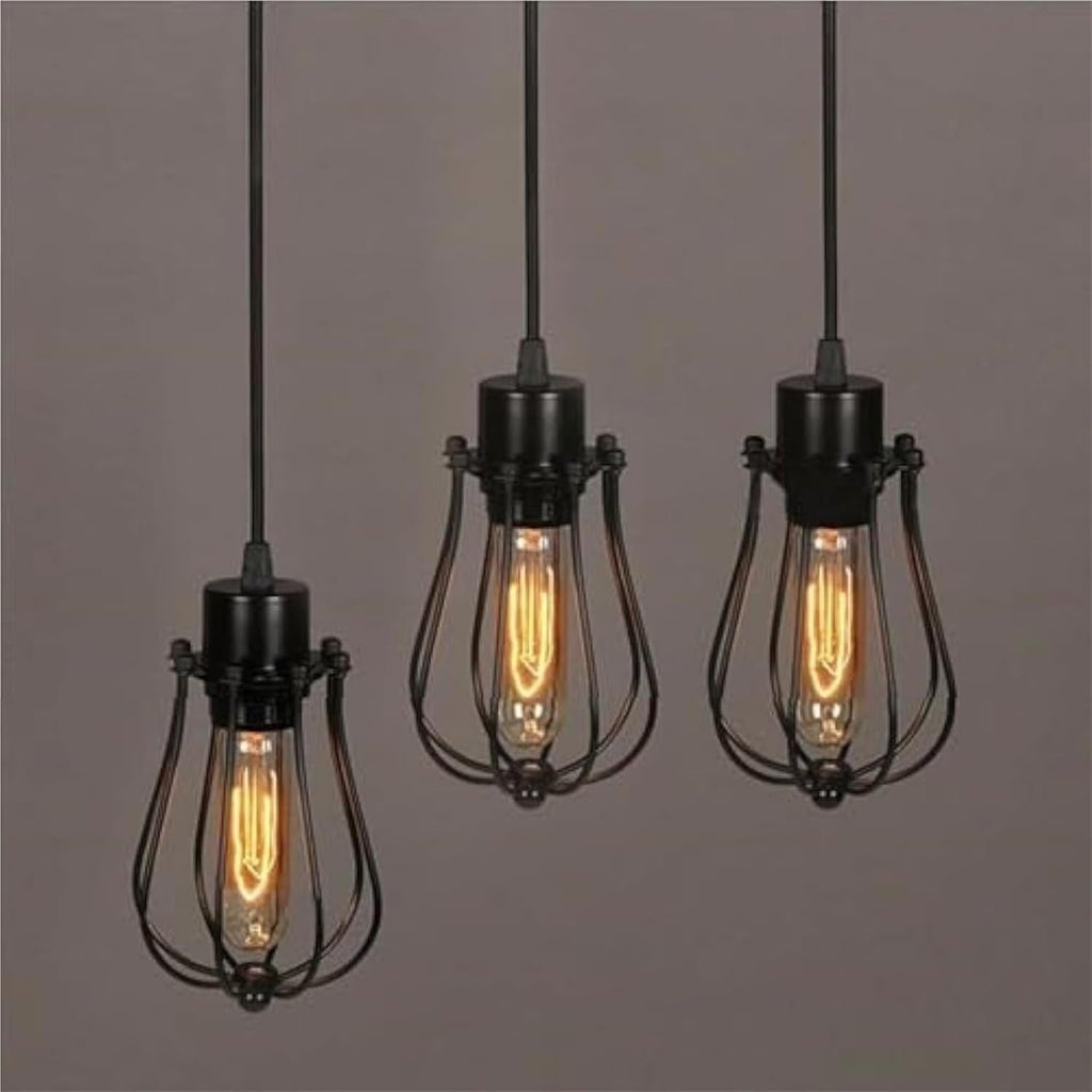 Industrial Pendant Lamp Black Wrought Iron E26 Hardwired Ceiling Light Fixture