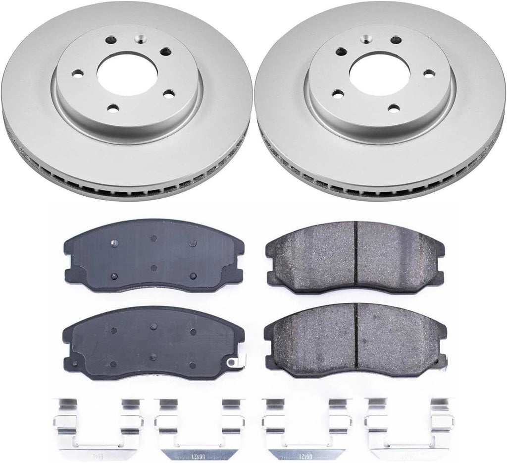 PowerStop Front Brake Kit for Chevrolet Captiva Sport 2012-15 |Equinox 2007-09 |Pontiac Torrent 2007-09 |Saturn Vue 2008-10 - Fully-Coated Disc Rotors with Z17 Ceramic Brake Pads Replacement, CRK2090