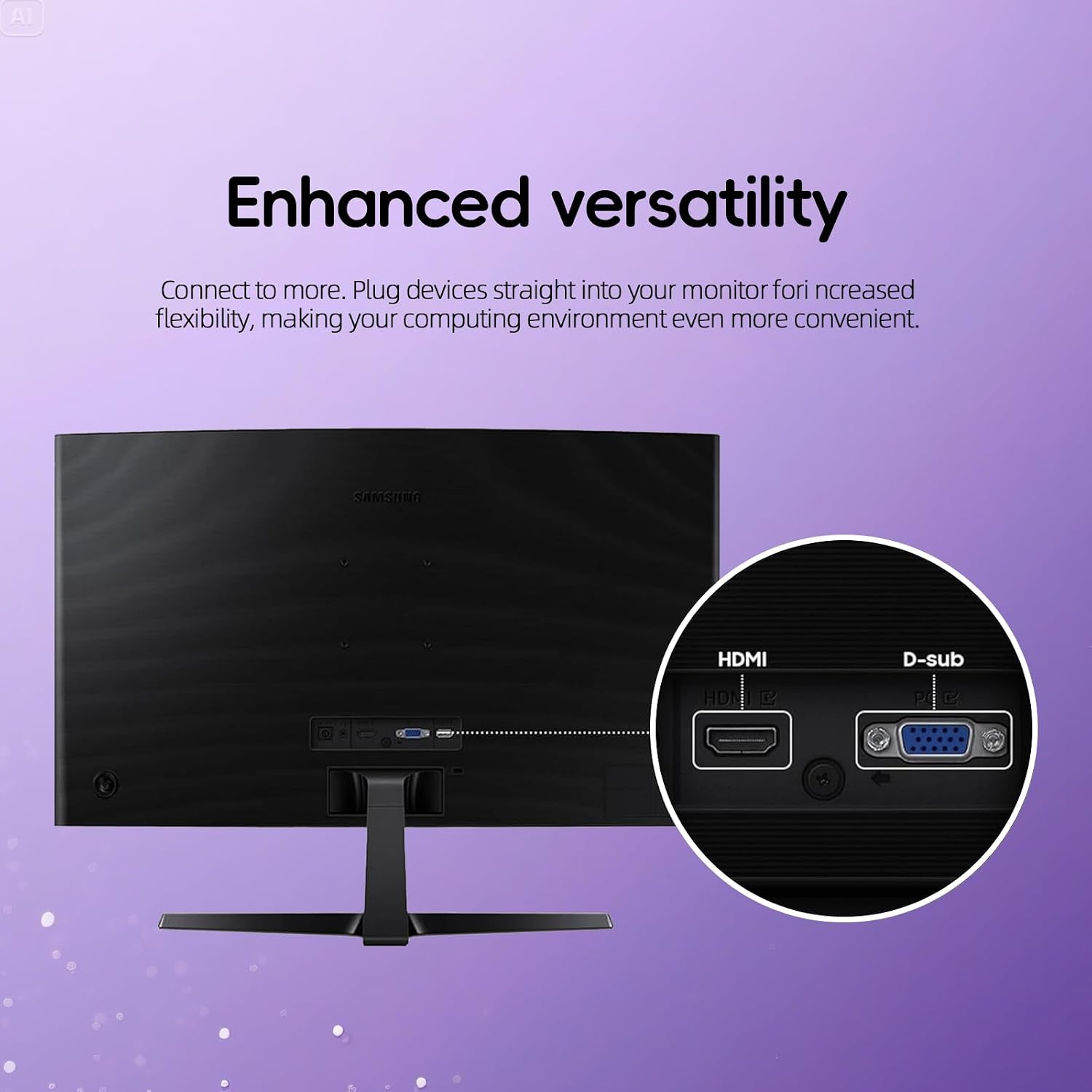Samsung 27 inch FHD Gaming Monitor, S3 Series, 100Hz, 1800R Curved, G-Sync Compatible, Contrast Ratio 3000:1, Flicker-Free, Game Mode, HDMI & VGA, Ultra-Slim, Tilt Adjustment, Black