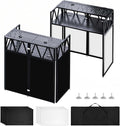 Portable DJ Booth Facade Stand, Foldable DJ Table 40' x 20' x 45' Tabletop, DJ Facade Station for DJ Controller, Mixer & LaptopEvents&Parties – Includes Carry Bag&Two Metal Corner Tables.