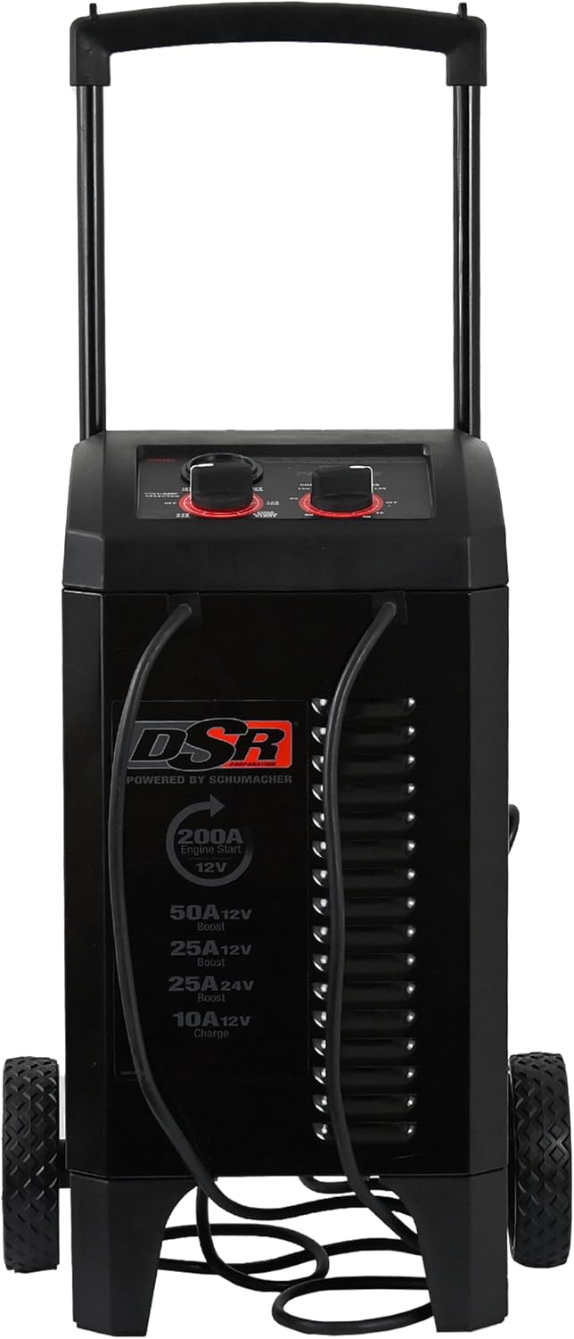 Schumacher Electric DSR ProSeries 12V / 24V Battery Charger - Heavy Duty 200A Manual Battery Charger & Engine Starter - Car, Truck & SUV Compatible - 135-Minute Timer & Amperage Control - DSR140