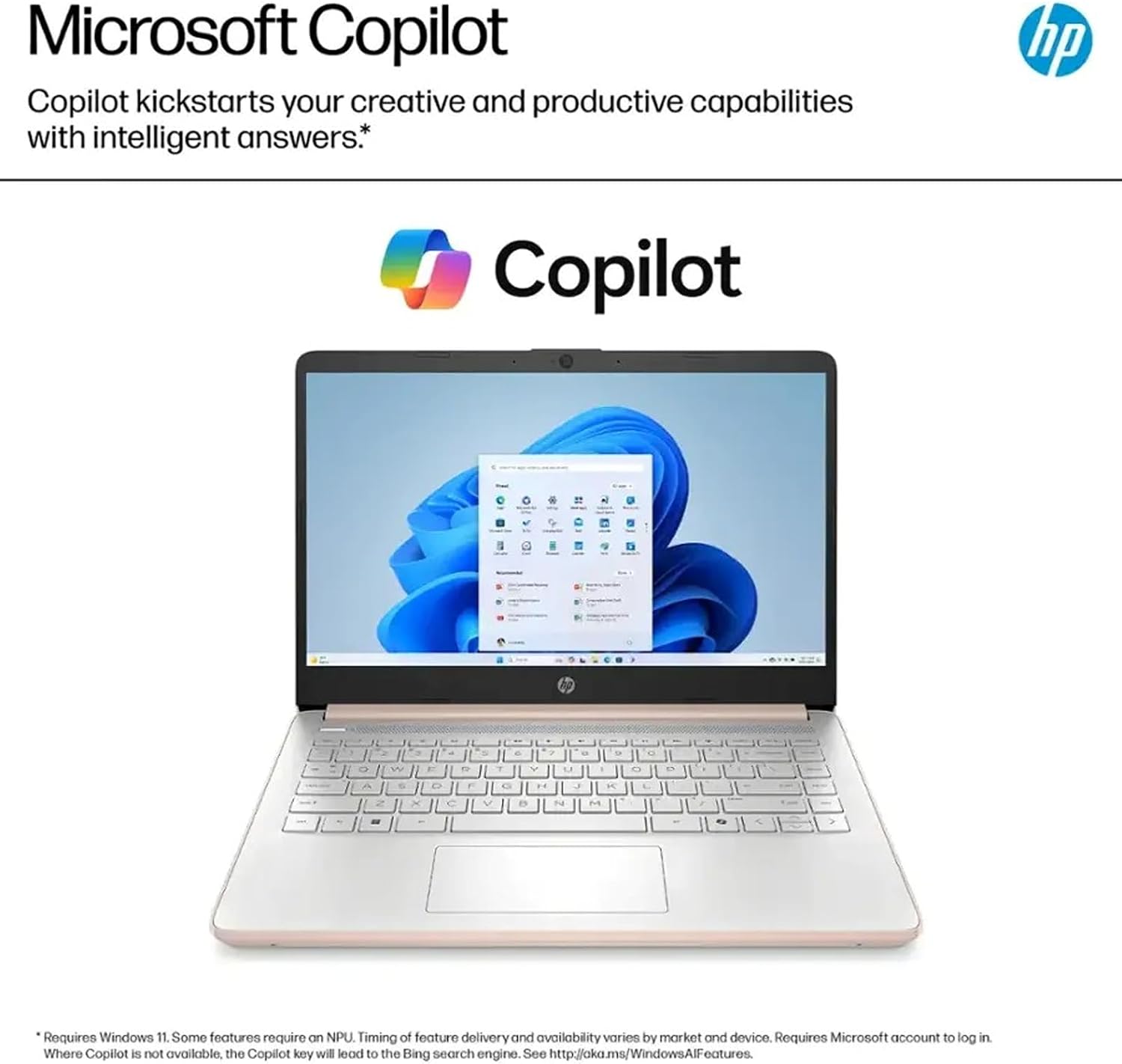 HP 2025 Student Business Laptop Computer - w/1 Year Office 365, 16GB RAM, 128GB UFS & 256GB SD Card, Ai Copilot Intel 4-Core Processor, HD Display, Windows 11 Pro(Rosegold)