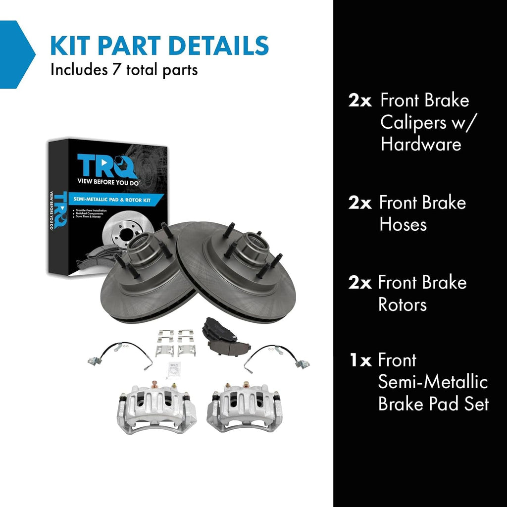 TRQ Front Brake Pad & Rotor Kit Semi-Metallic Compatible with 1997-1998 Ford F-150