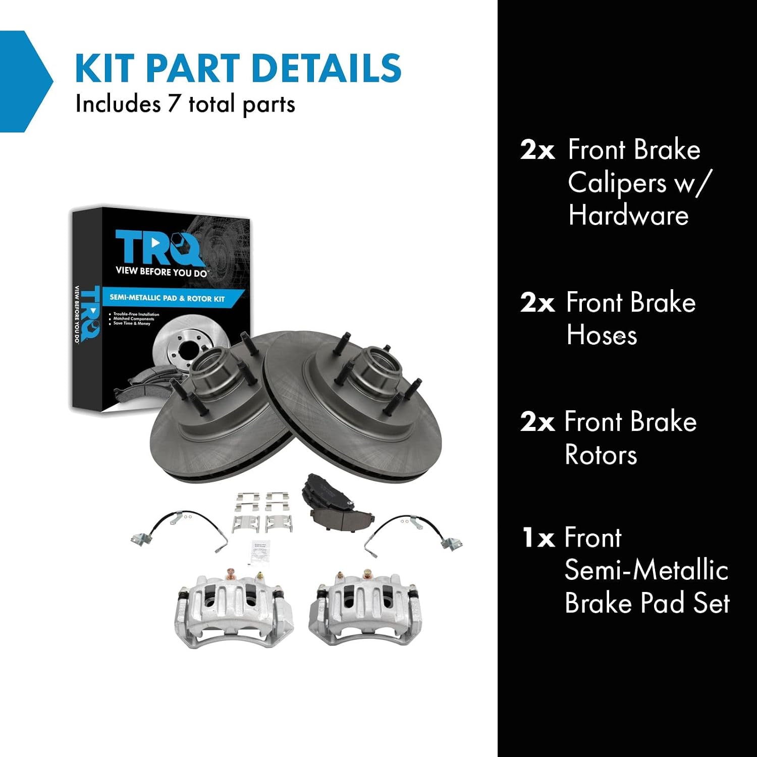 TRQ Front Brake Pad & Rotor Kit Semi-Metallic Compatible with 1997-1998 Ford F-150