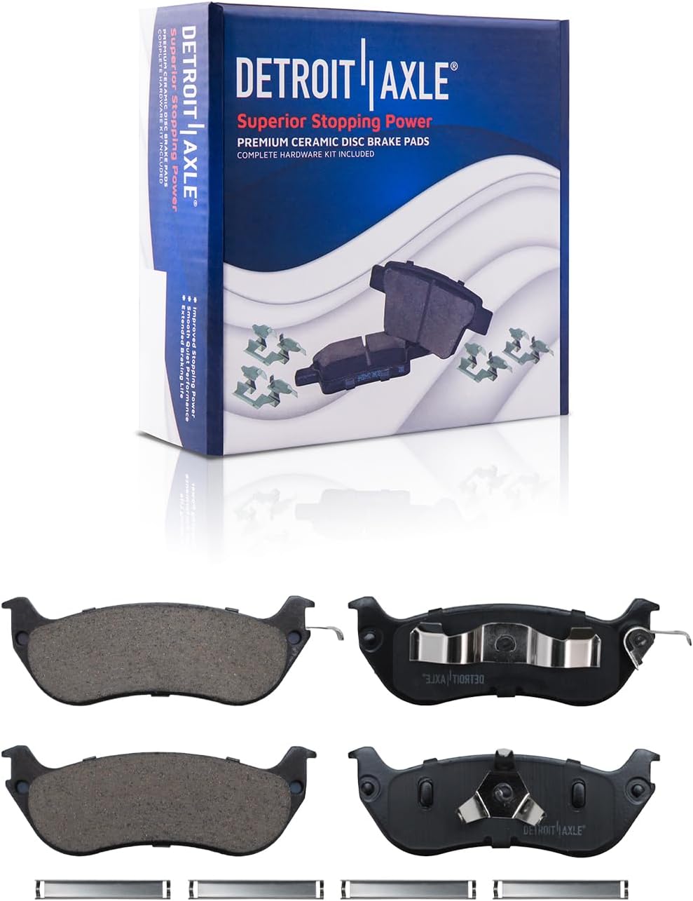 Detroit Axle - Brake Kit for 98-02 Mercury Grand Marquis Ford Crown Victoria Lincoln Town Car Drilled & Slotted Brake Rotors 1998 1999 2000 2001 2002 Ceramic Brakes Pads Front and Rear Replacement