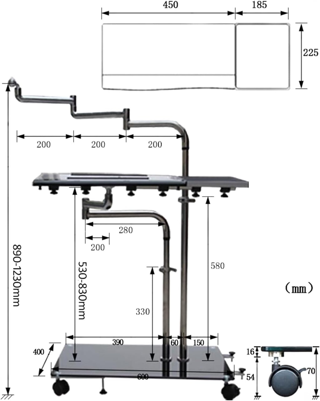 OK610 OK611 - Bedside Moving Laptop Stand Adjustable Sofa Computer Monitor Holder Mount +Keyboard Holder Rotating Laptop Table Lapdesks (OK611W)