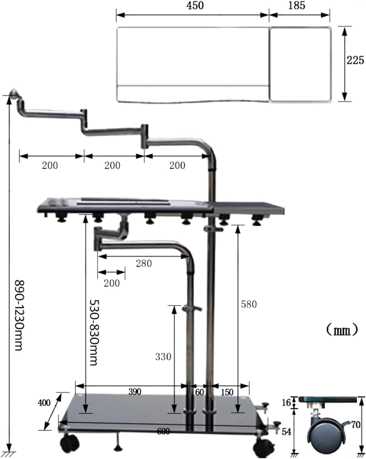 OK610 OK611 - Bedside Moving Laptop Stand Adjustable Sofa Computer Monitor Holder Mount +Keyboard Holder Rotating Laptop Table Lapdesks (OK611W)
