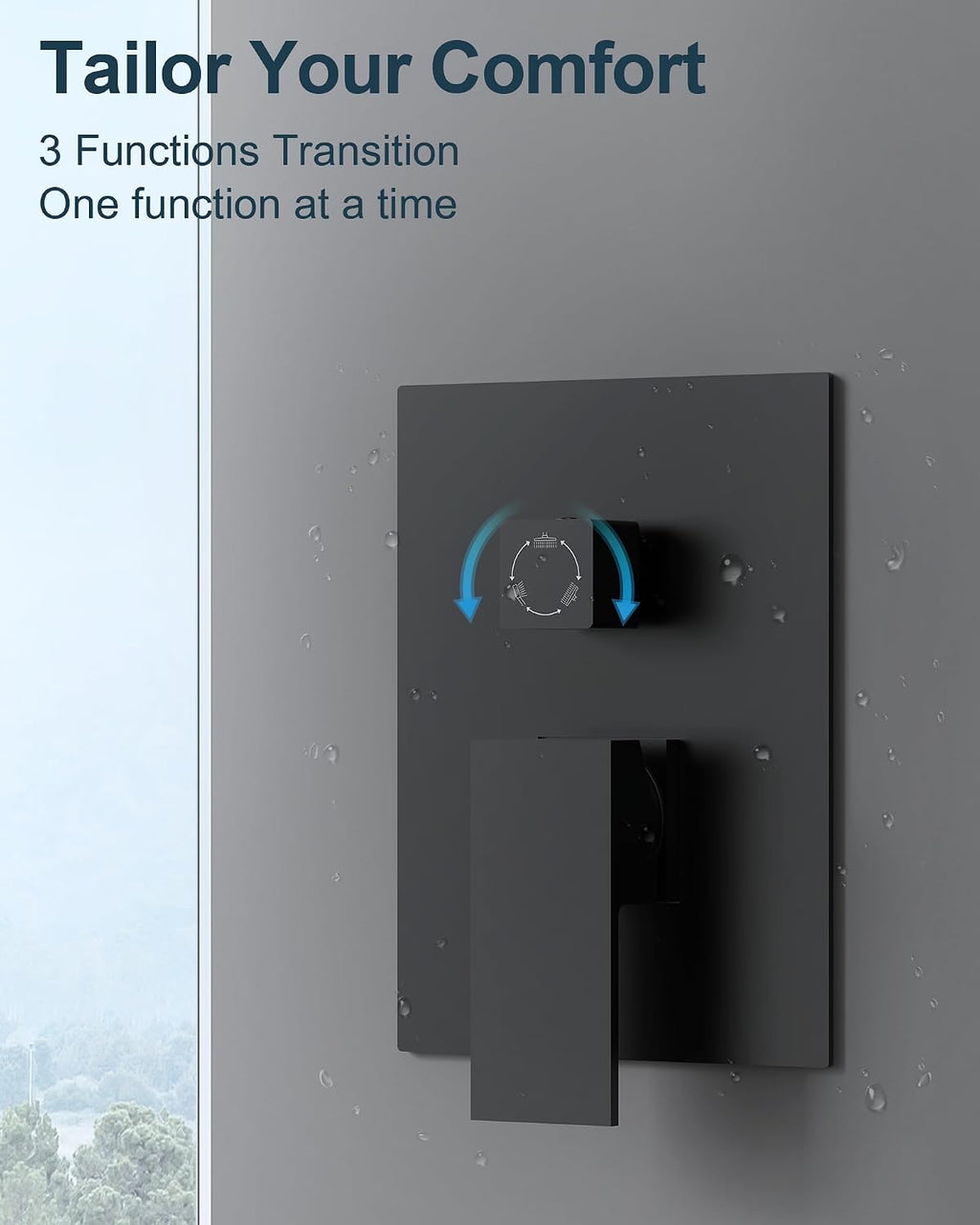Matte Black 3-Function Shower System with 10' Rainfall & 6' Secondary Shower Head, Handheld Combo Set, Wall Mounted cUPC Certified Pressure Balance Valve