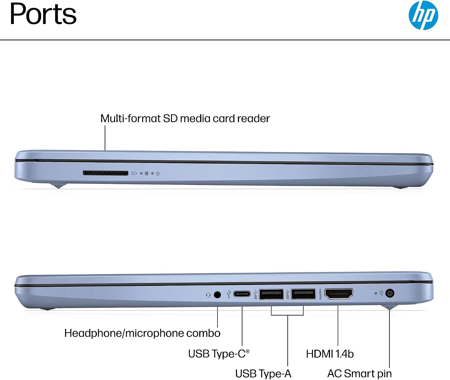 HP 14' Laptop 2025 Business Student Slim Computer, Lifetime MS Office, Copilot AI, Quad-Core Intel CPU, 16GB RAM, 628GB Storage (128GB UFS+500GB Ext), MarxsolAccessory, Wi-Fi 6, Win 11 Pro, Sky Blue