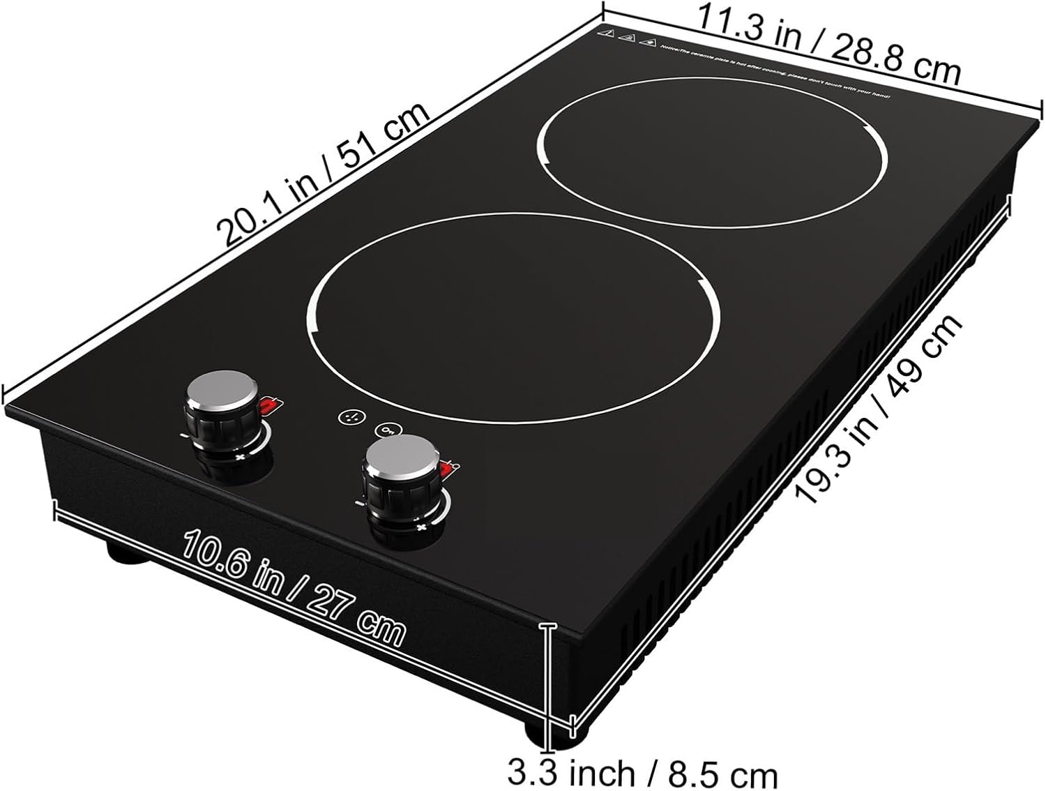 PacuM 2/4/5 Burners Built-in Induction Stove Top 11/12/30/35 IncH Ceramic Glass Electric Cooktop With 9 Power Levels (Color : Black, Size : 12in 110V), 1005004766413656