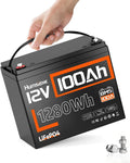 HumsiENK 12V 100Ah LiFePO4 Battery Lithium Deep Cycle, Group 24, IP67, Built-in 100A BMS, 1280Wh Energy, 15000+ Cycles for RV Solar Off-Grid Marine Trolling Motor, Portable Power for Camping