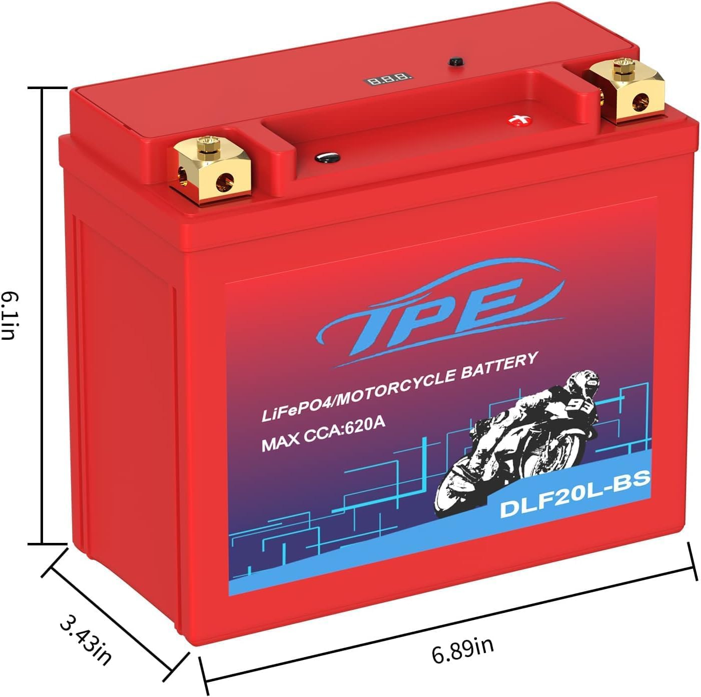 YTX20L Lithium Battery 12V 9Ah 620CCA LiFePO4 Motorcycle Battery, High Power, Lightweight, Maintenance Free, Replaces