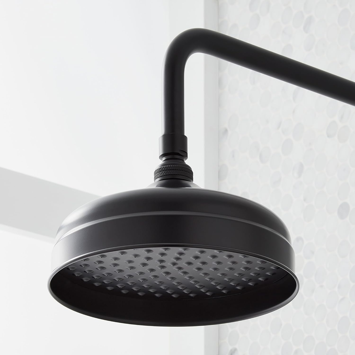Signature Hardware 922235 Baudette Exposed Pipe Shower System with Rainfall Shower Head, Shower Arm, and Cross Handles - Brushed Gold