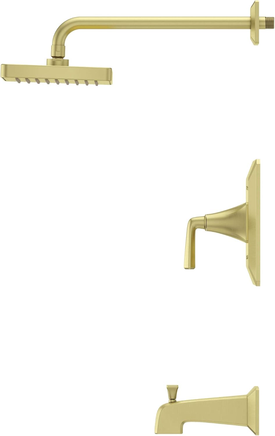 Pfister, LG89-8FEBG, Park Avenue Single Handle Tub and Shower Trim Package with Single Function Rain Shower Head, Brushed Gold